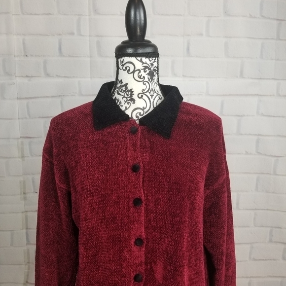 Oona button front long sleeve stretch knit sweater size medium - Picture 2 of 9